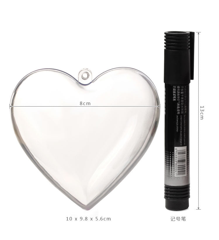 Wholesale Transparent Plastic Heart-shaped Christmas Balls