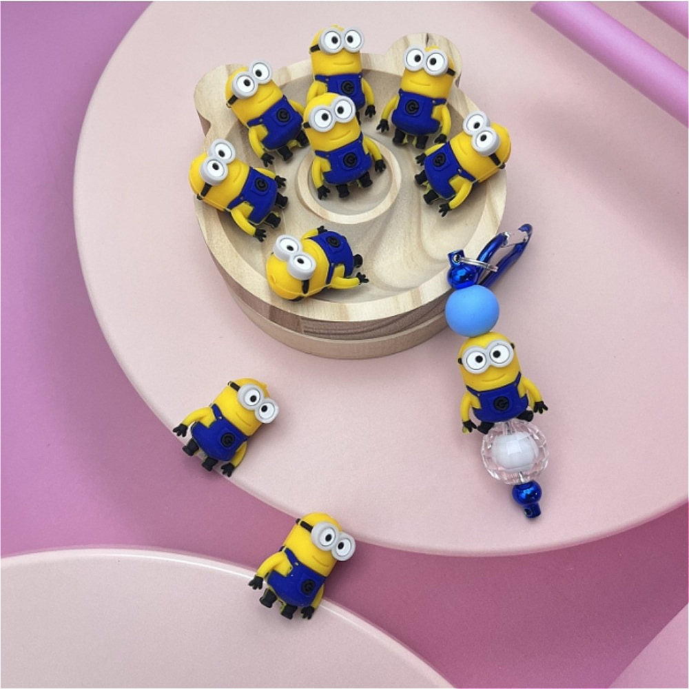 Wholesale 10pcs Cartoon 3D Cute Pink Ghost Yellow Villain Silicone Beads