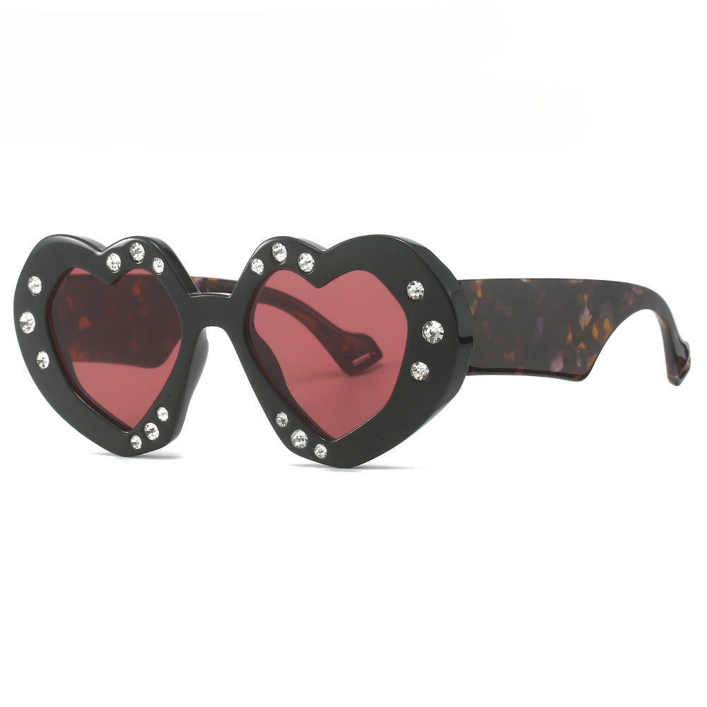 Wholesale Diamond Heart Leopard Print Sunglasses