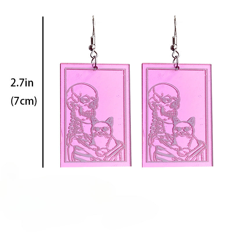 Wholesale 2pairs/pack Acrylic Skull Cat Earrings