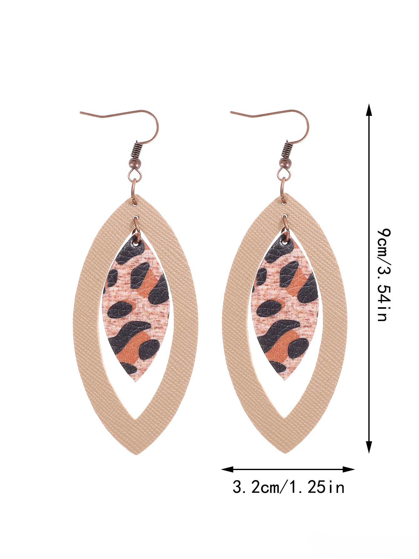 Wholesale Hollow Leopard Drop Leather Earrings