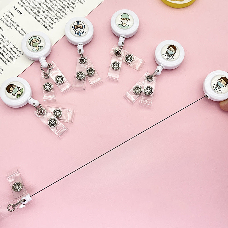 Wholesale Doctor Nurse Work Permit Chest Badge Back Clip Easy Pull Double Pimp Multi functional Keychains