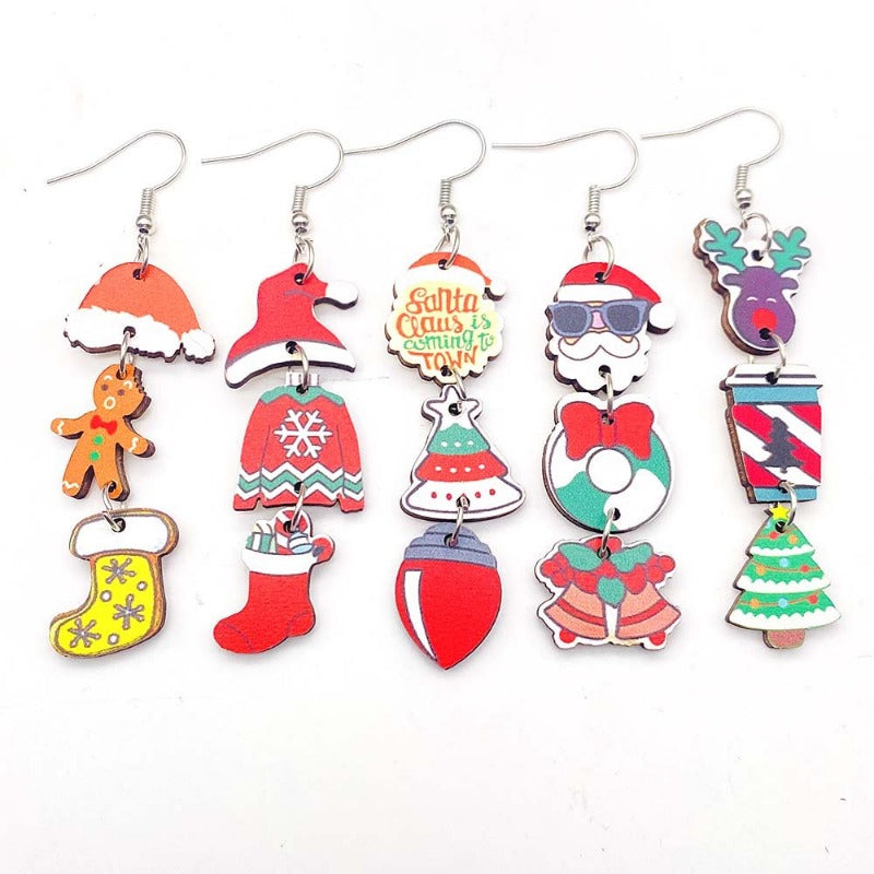 Wholesale Christmas Wood Earrings
