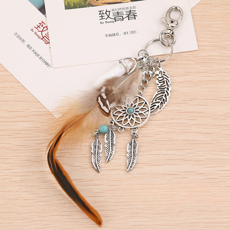 Wholesale Dream Catcher Gossip Feather Opal Tassel Bag Keychains