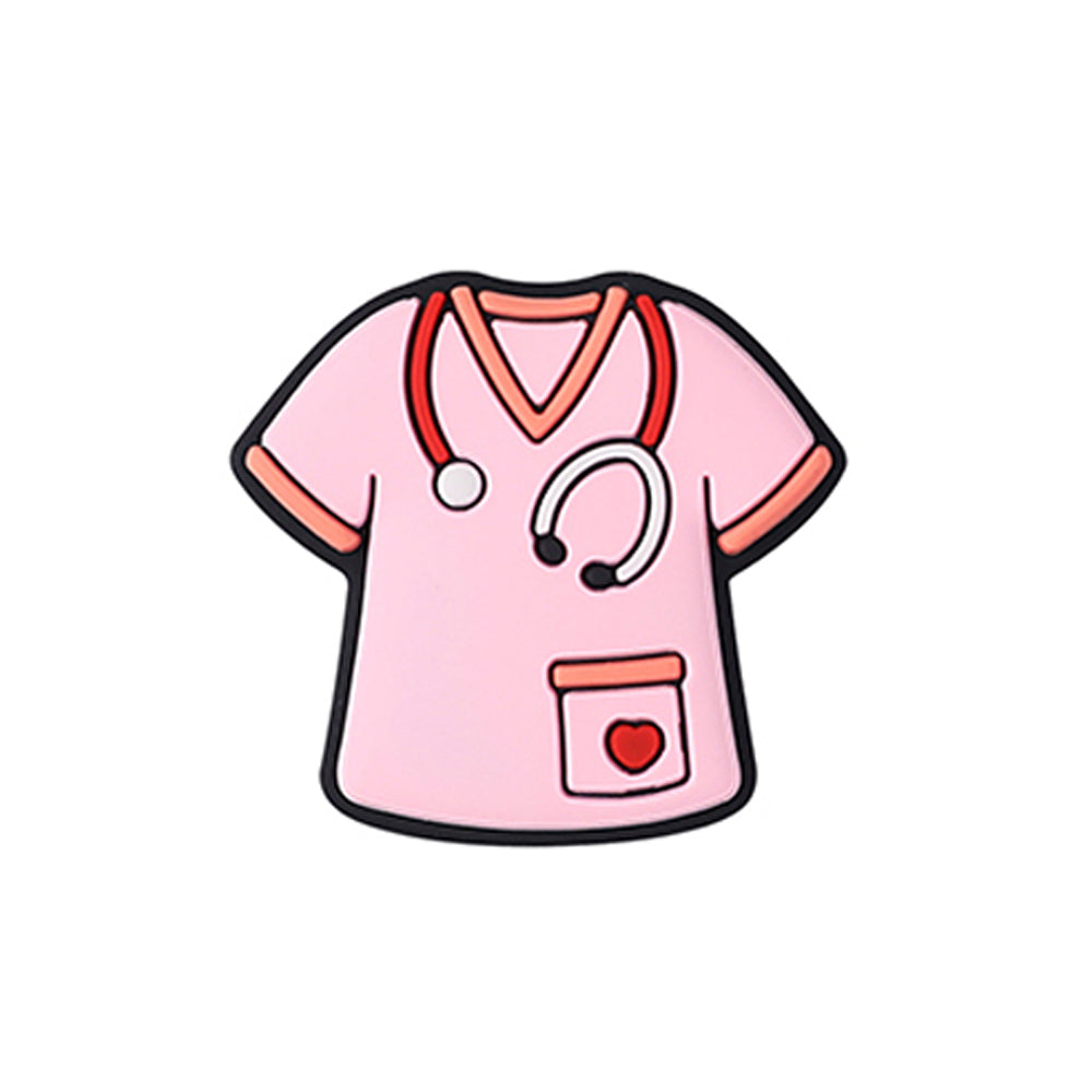 Wholesale 20pcs Nurse Uniform Stethoscope Leopard Heart Pattern Silicone Beads