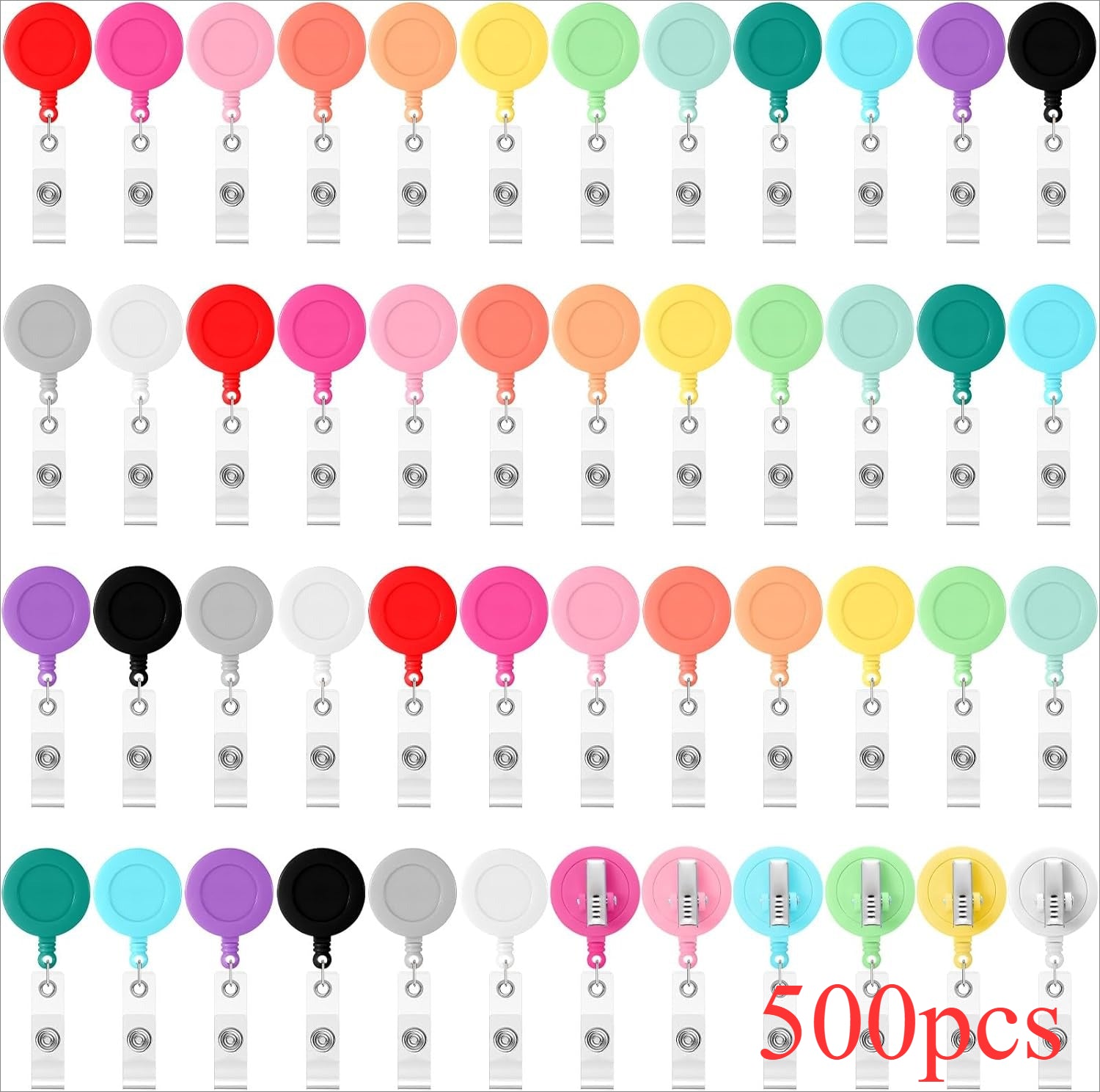 500pcs Retractable Badge Reel 25 Inches Id Badge Clip with 360 Degrees Swivel Alligator Clips Mixed Colors Retractable Id Badge Reel