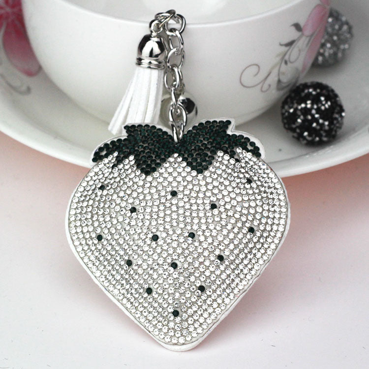 Wholesale Tassel Diamond-encrusted Strawberry Double Color Diamond Keychains