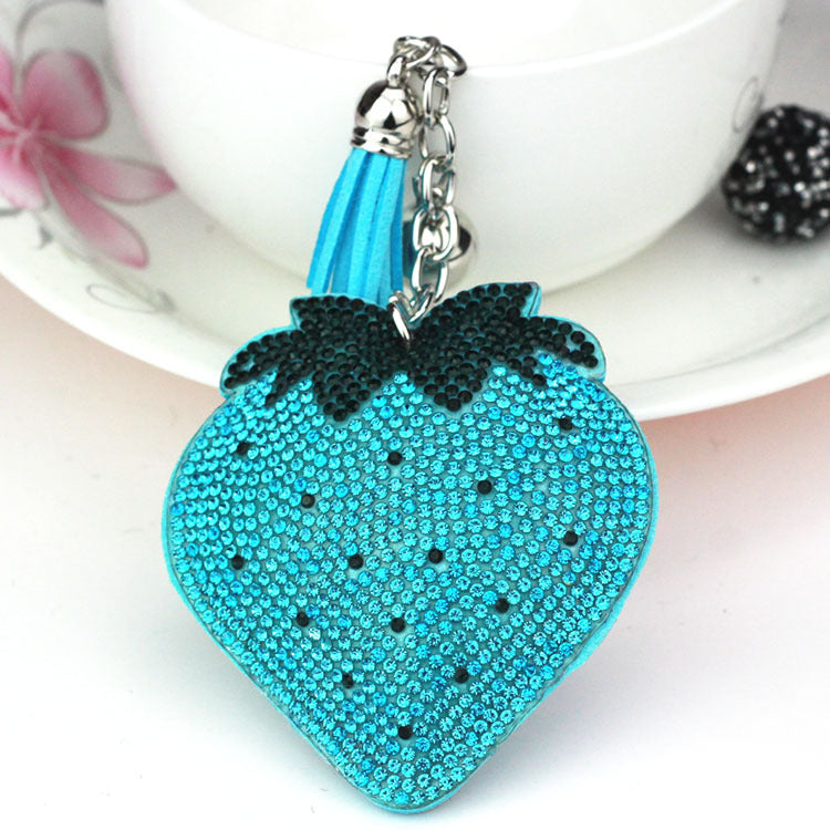 Wholesale Velvet Tassel Strawberry Hot Diamond Keychain