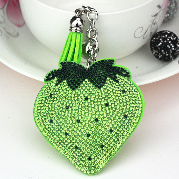 Wholesale Tassel Diamond-encrusted Strawberry Double Color Diamond Keychains