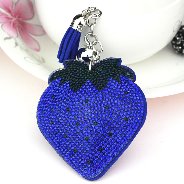 Wholesale Tassel Diamond-encrusted Strawberry Double Color Diamond Keychains
