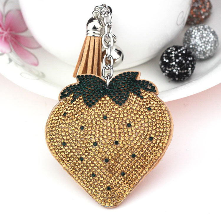 Wholesale Velvet Tassel Strawberry Hot Diamond Keychain
