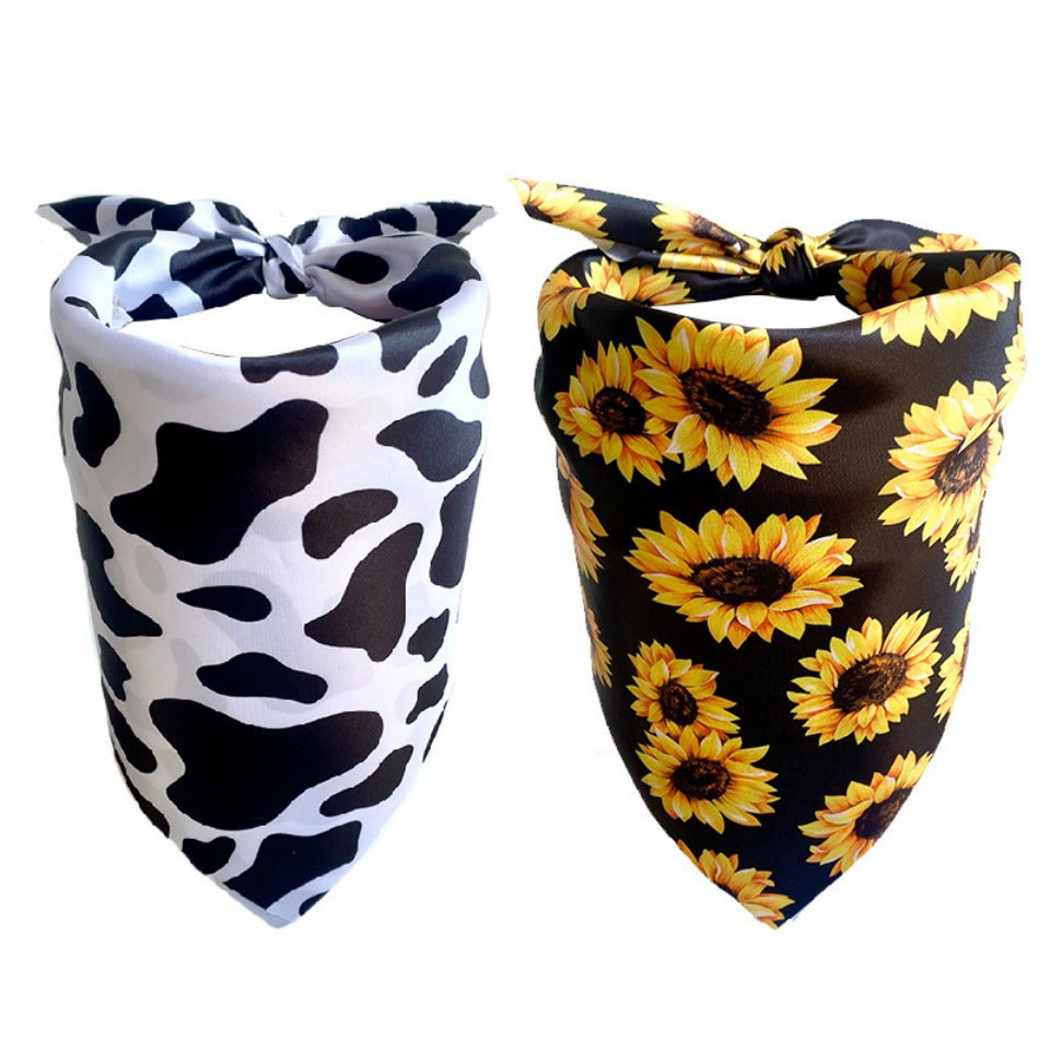 Wholesale Cute Cow Pattern Sunflower Pet Scarf