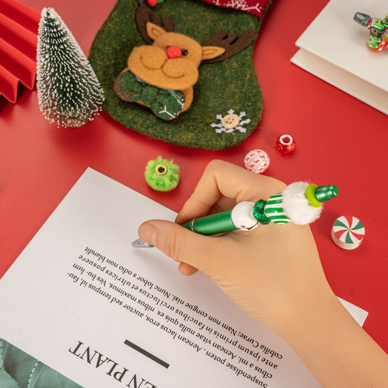 Wholesale Beadable Pens Christmas DIY Socks Box Wooden Beads Large Hole Beads Plush Beads Handmade Bead Pens