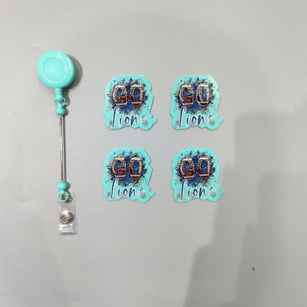 Wholesale 10pcs/Pack Blue Football DIY Acrylic Flatbacks for Badge Reels Keychains
