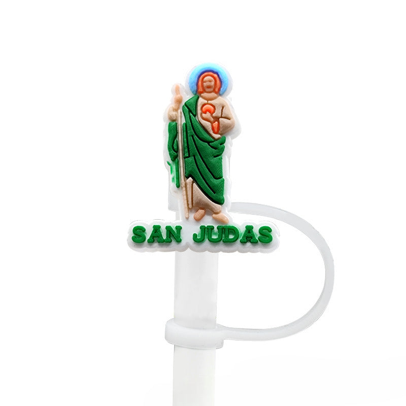 Wholesale 8-10mm 10PCS/PACK Cartoon Religious Silicone Dust-proof Straw Caps