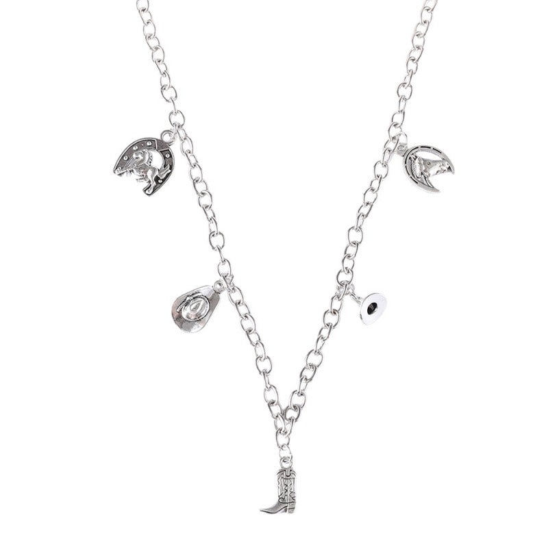 Wholesale Dark Multi-style Skull Boots Niche Fashion Alloy Retro Necklaces