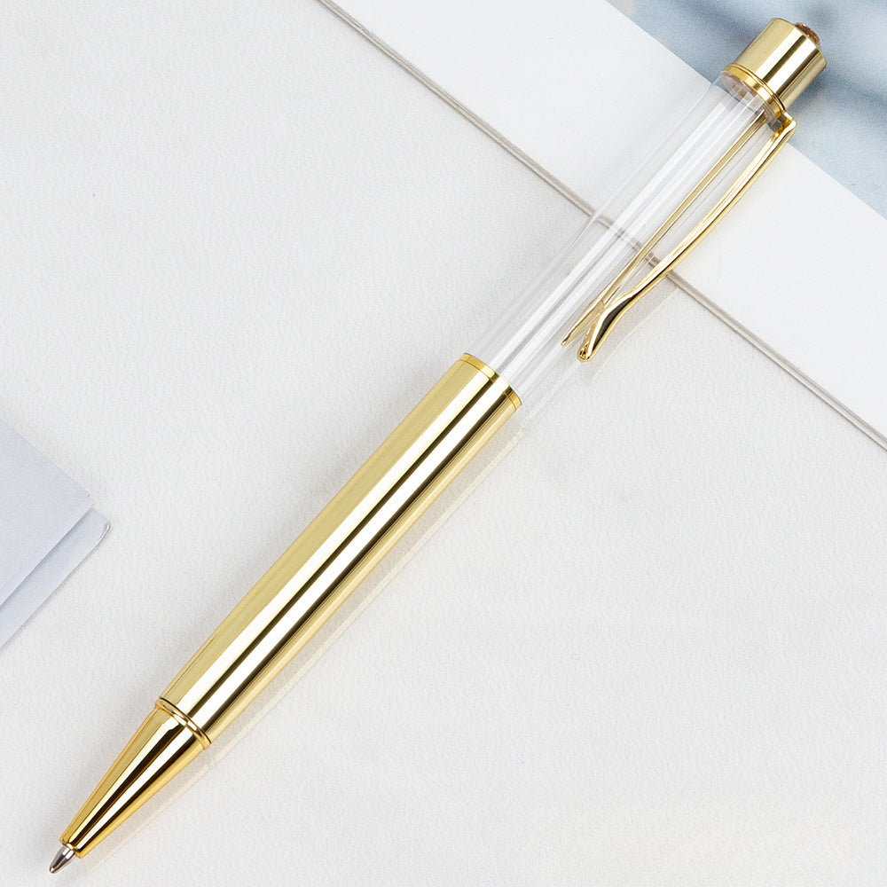 Wholesale Crystal Float Sequins Oiled Metal Colored Diamond Empty Tube DIY Pen