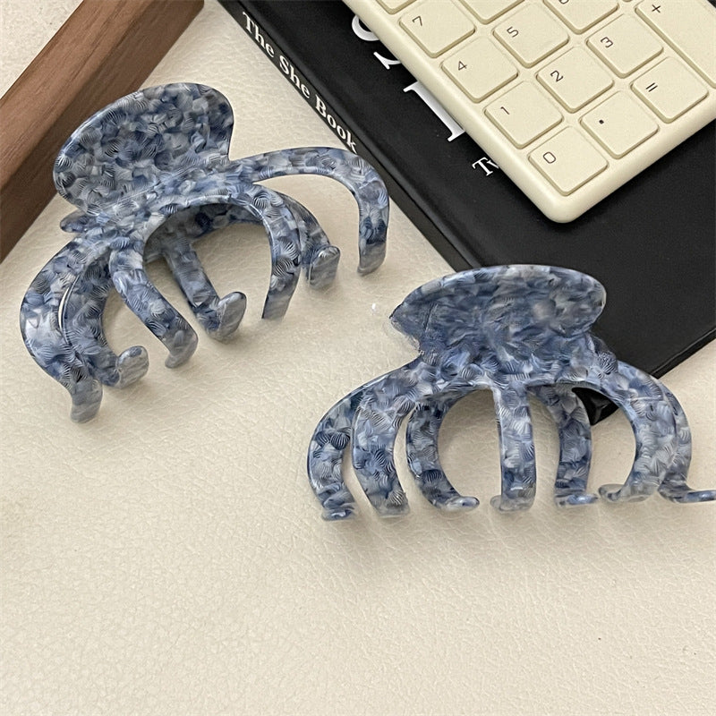 Wholesale Blue Pattern Acetate Octopus Hair Clip