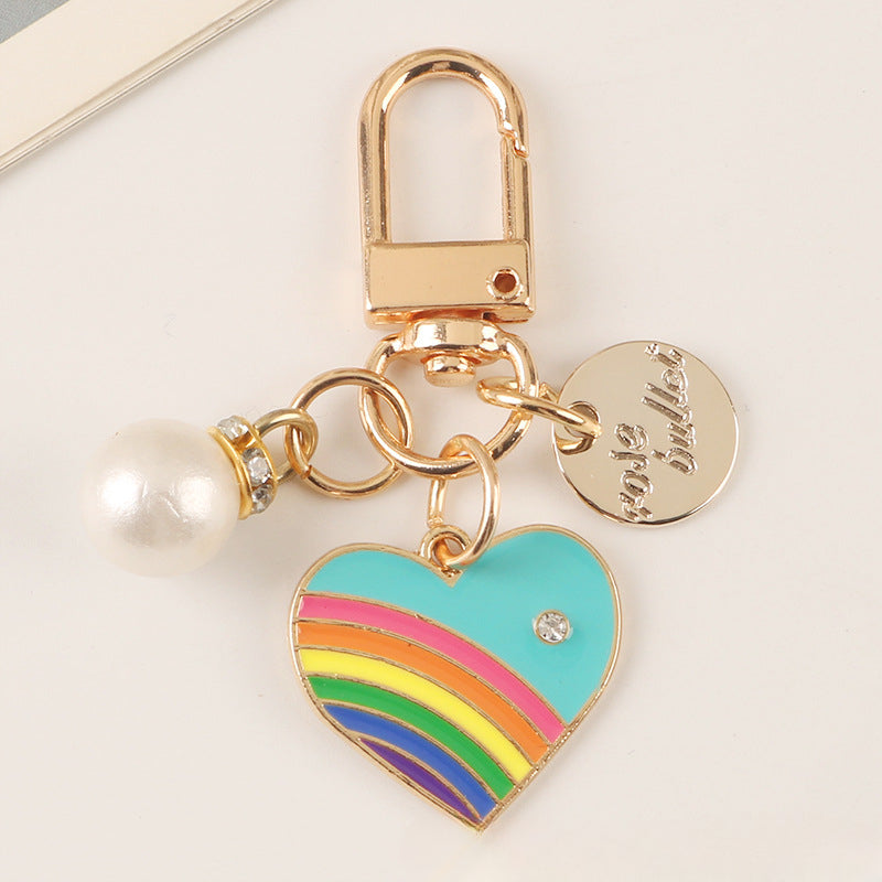 Wholesale Rainbow Heart Alloy Keychain