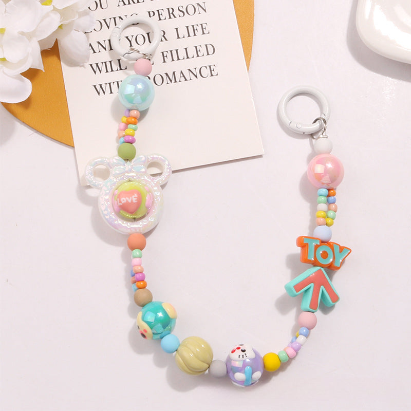 Wholesale Acrylic Rice Beads Cute Bear Keychain