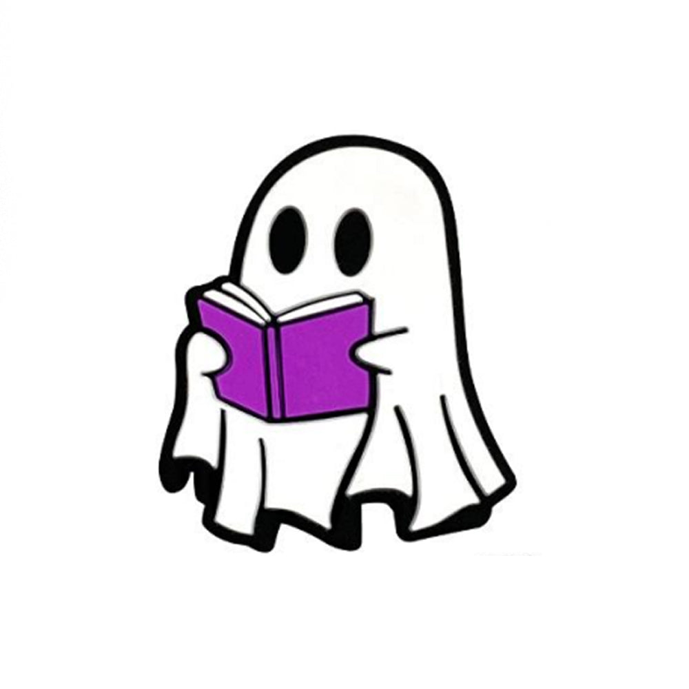 Wholesale 10pcs Cartoon Halloween Reading Book Cute Ghost Pattern Silicone Beads