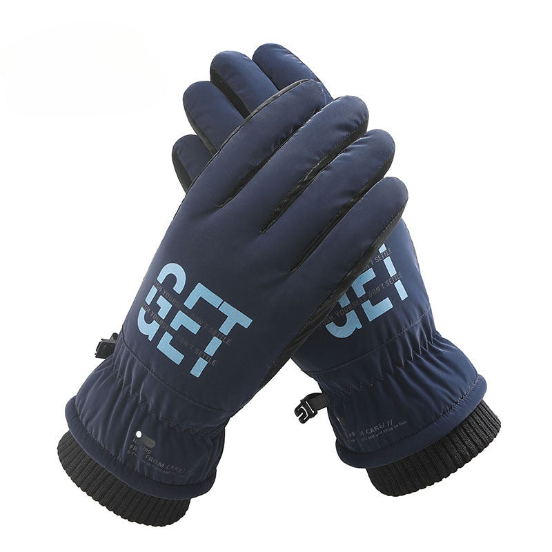Wholesale Oxford Cloth Men's Winter Outdoor Warm Windproof Cold-proof Plus Velvet Thickened Sports Ski Split Finger Gloves