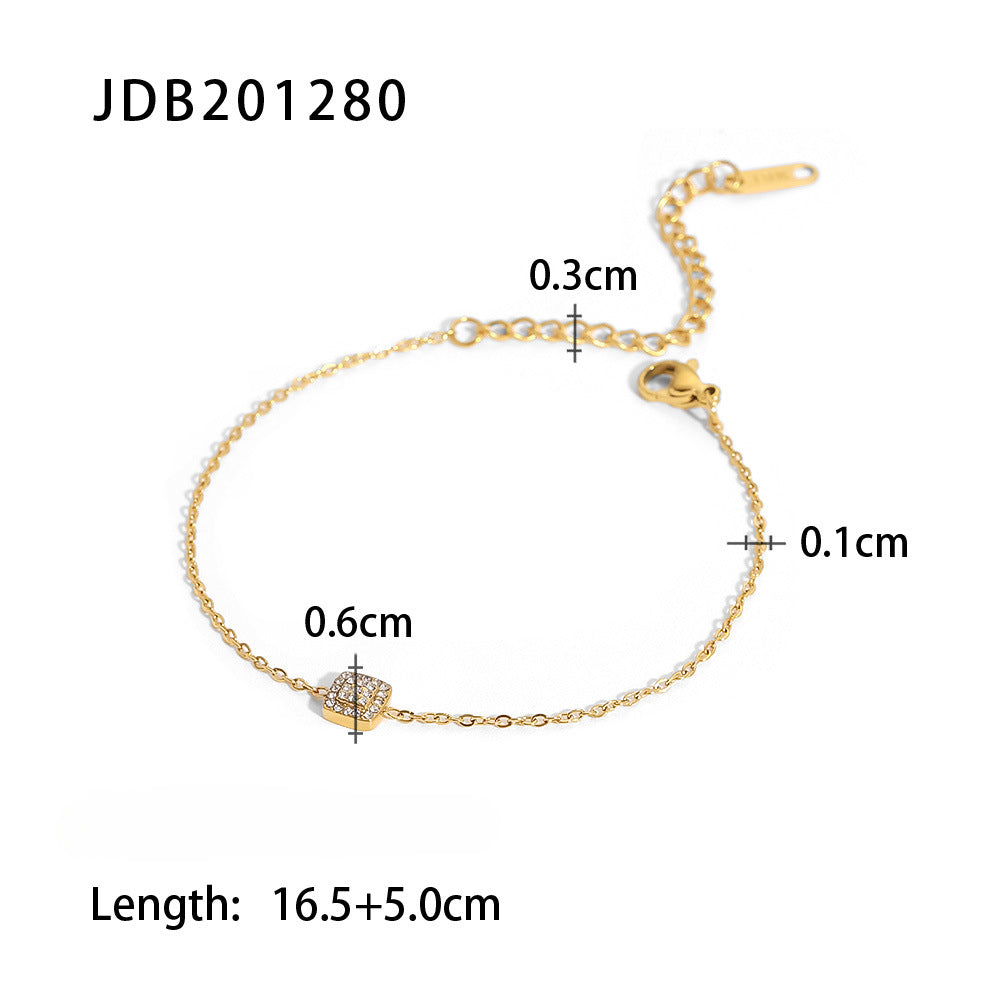 Wholesale Stainless Steel Inlaid Zircon Bracelet