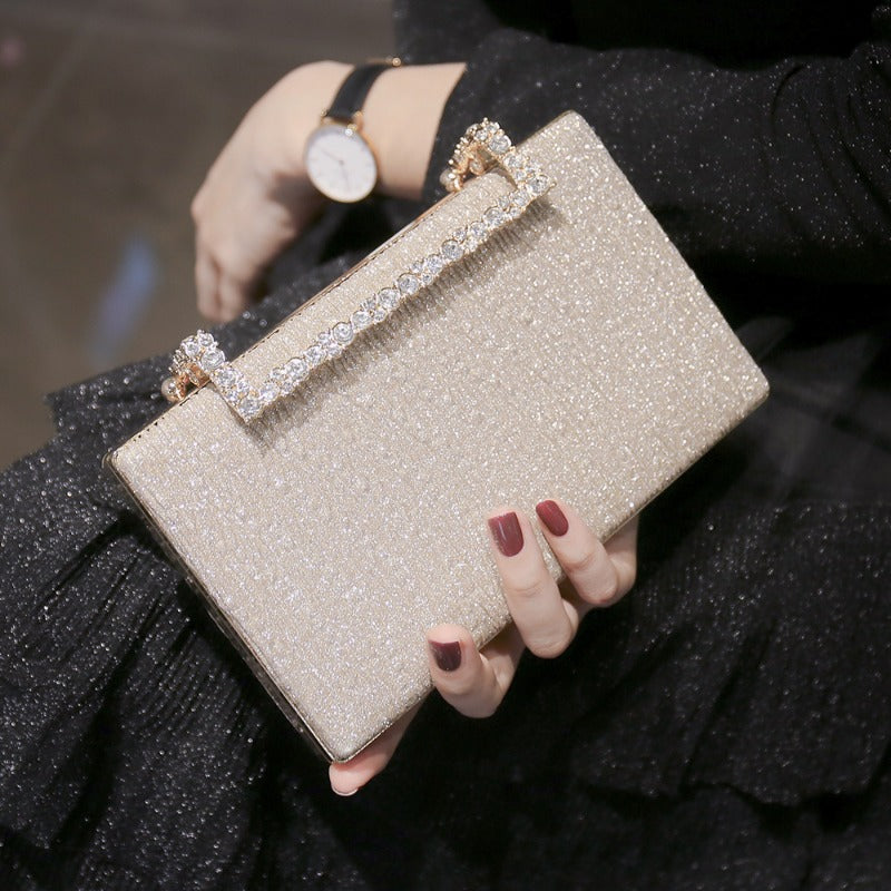 Wholesale Fashion Wrinkle Red Diamond Jewelry Shiny Pink Handbag