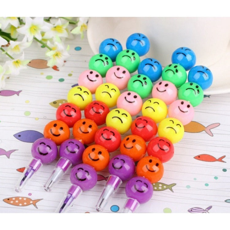 Wholesale Plastic Cute Cartoon 7-color Smiling Face Expression Pencil