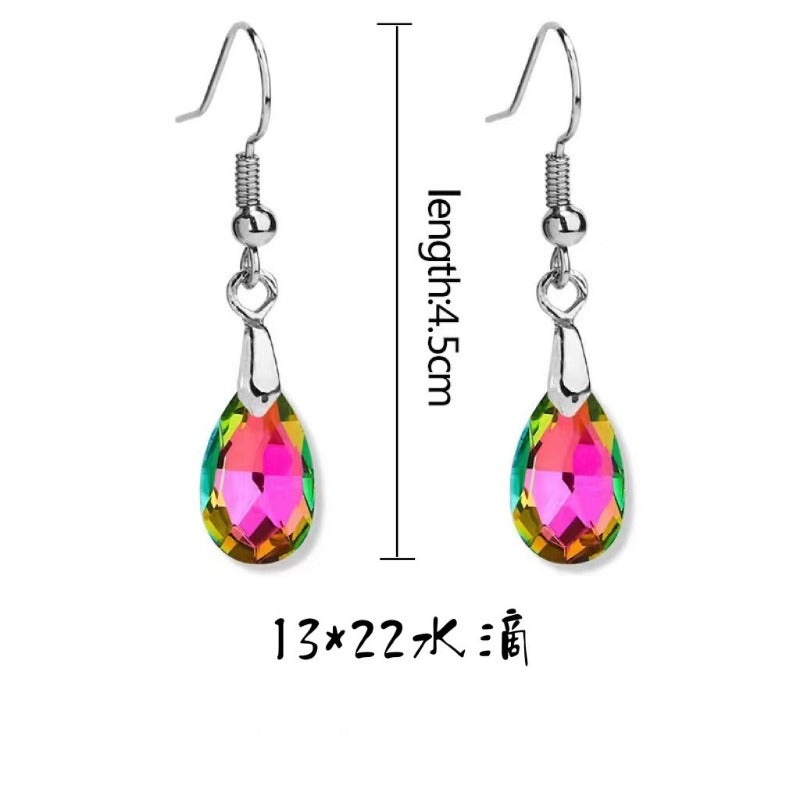 Wholesale crystal glass water drop fashion net red earrings
