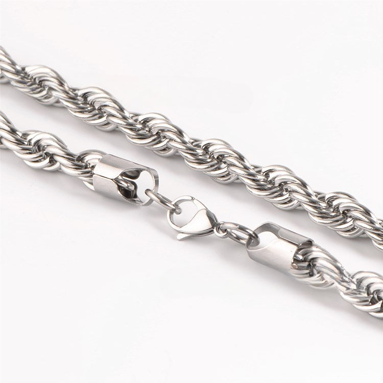 Wholesale Coarse Fried Dough Twists Fashion Stainless Steel Necklace