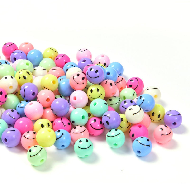 Wholesale 50pcs Acrylic Round Smiley Face Necklace Diy Beads