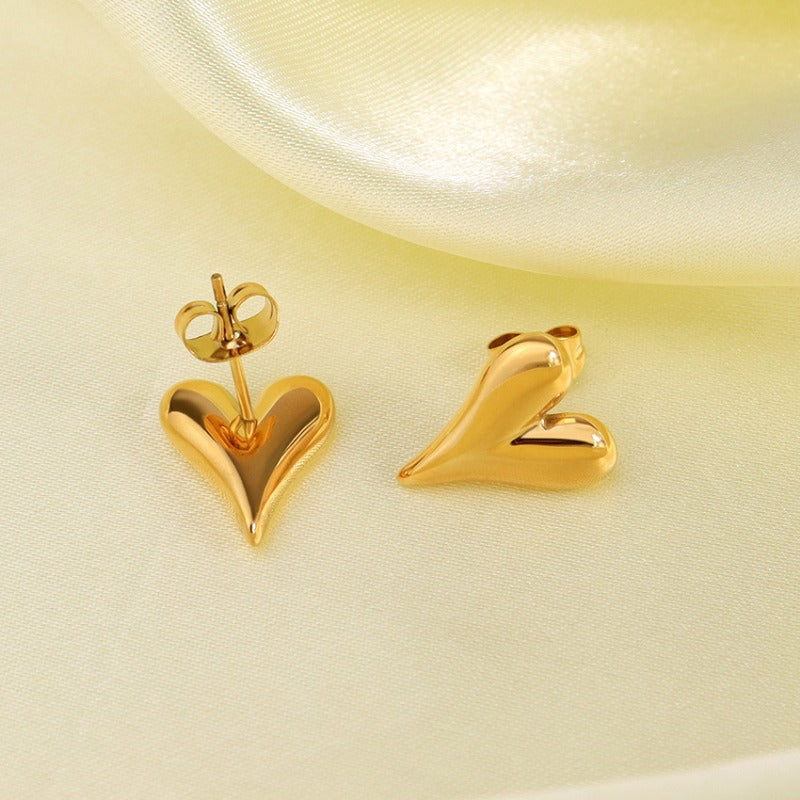 Wholesale 14K Gold Plated Stainless Steel Love Metal Earrings