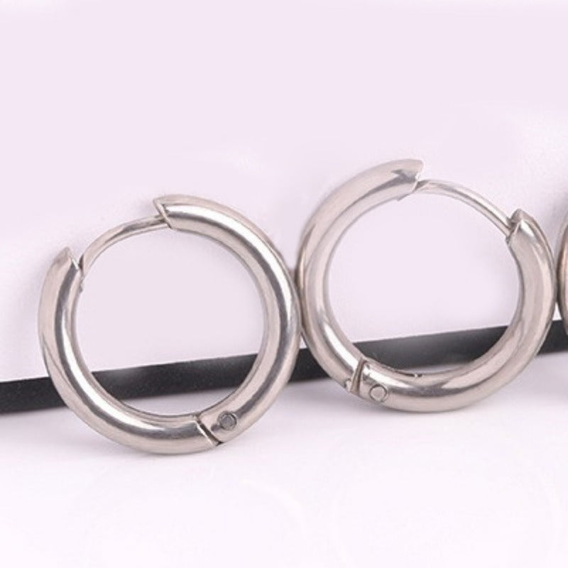 Wholesale Single one Titanium Steel Round Wire Exquisite, Light Luxury, Niche, Versatile Temperament Stainless Steel Earrings