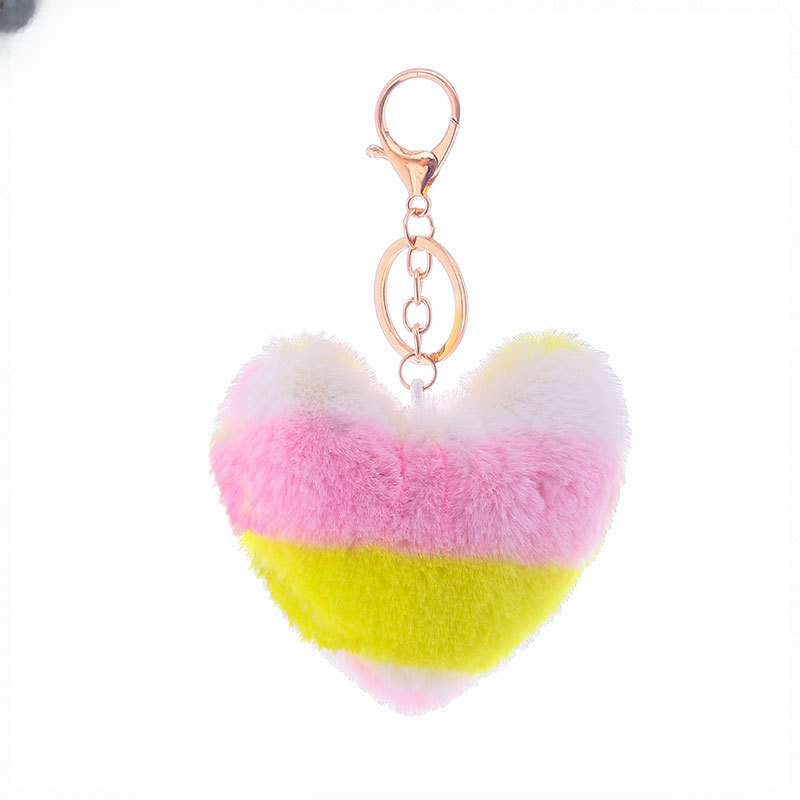 Wholesale Simple Pendant Stitching Colorful Plush Heart Keychains