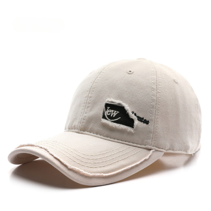 Wholesale Cotton Ripped Solid Color Letter Embroidered Baseball Cap