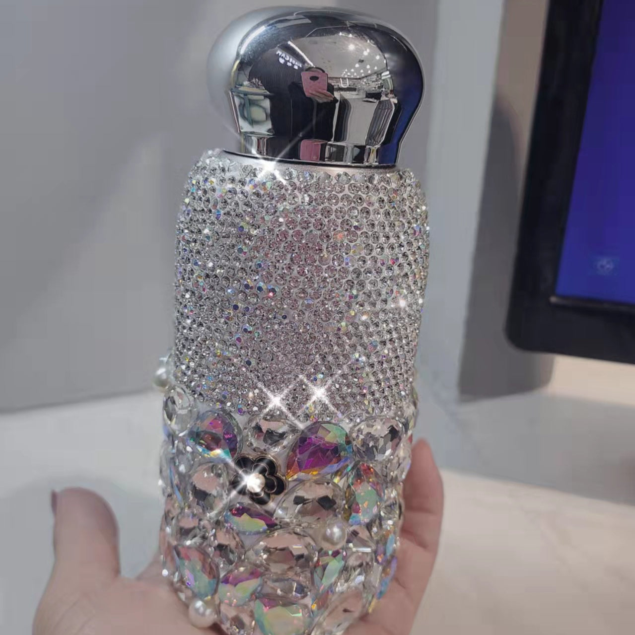 Wholesale Diamond Inlaid Large Stone Stainless Steel Thermos Bottles