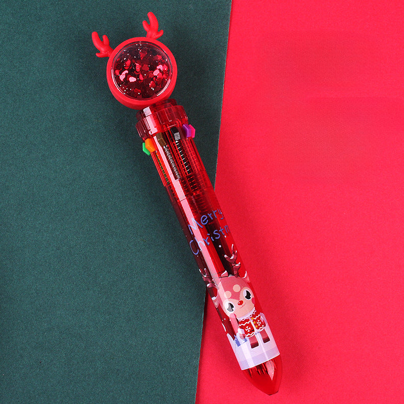 Wholesale Christmas Sequins 10 Colors Push Plastic Ballpoint Pen