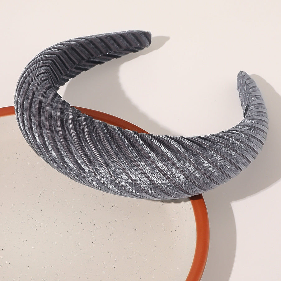 Wholesale Solid Color Wide Brimmed Sponge Stripe Hair Bands