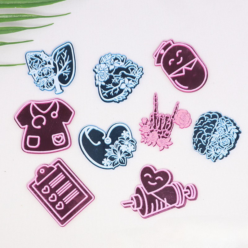 Wholesale 10pcs Powder Blue Double Mirror Acrylic Skull Organ DIY Patch Accessories