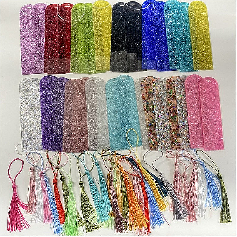 Wholesale Random 30pcs Acrylic Flatback Bookmarks + 30pcs Tassels