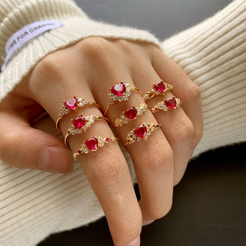 Wholesale S925 Sterling Silver Simple Exquisite Heart-shaped Minimalist High-end Temperament Rings