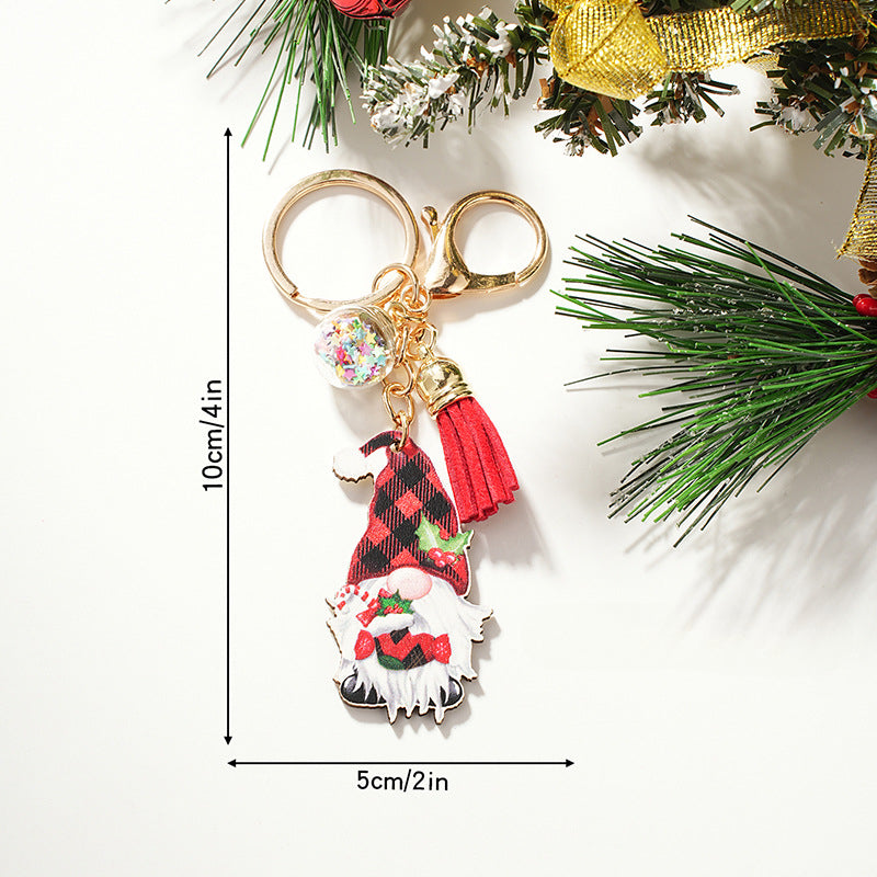 Wholesale Wooden Cartoon Santa Claus Christmas Series Keychain