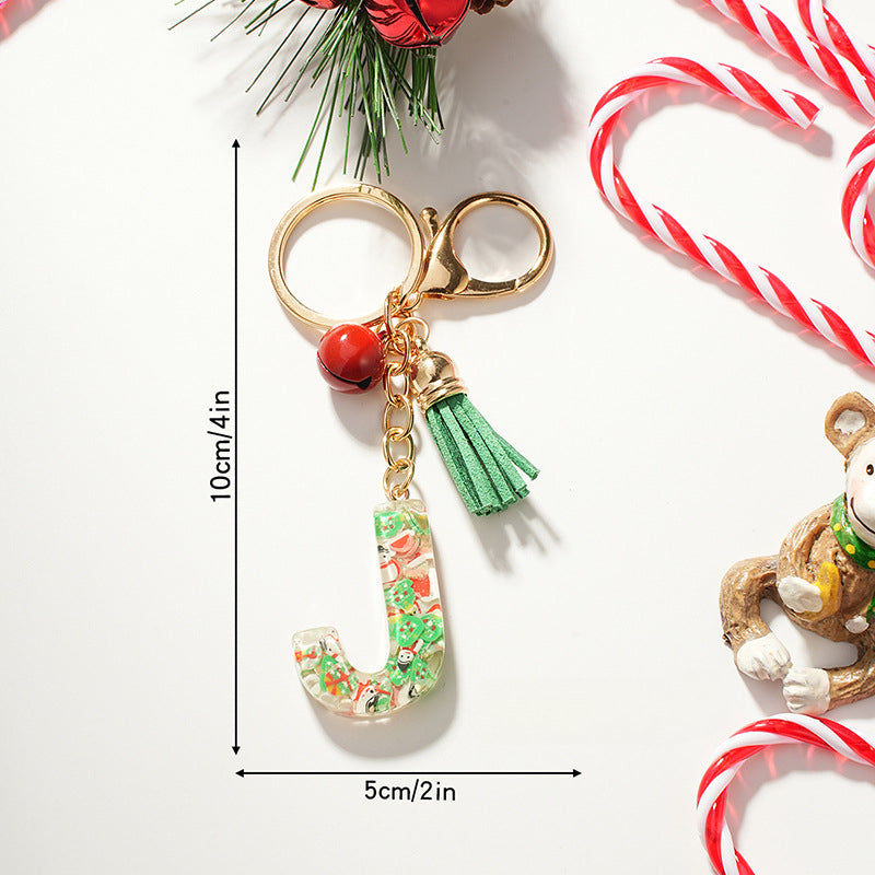 Wholesale Cartoon Christmas Pattern Letter Acrylic Keychain