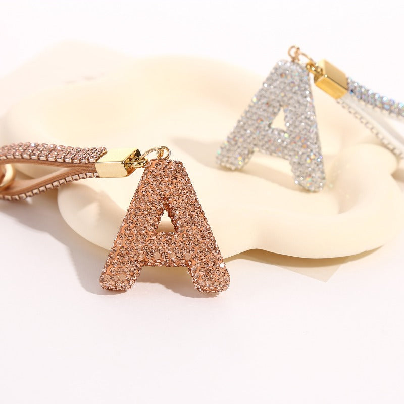 Wholesale Full Diamond Pendant English Letter Keychains