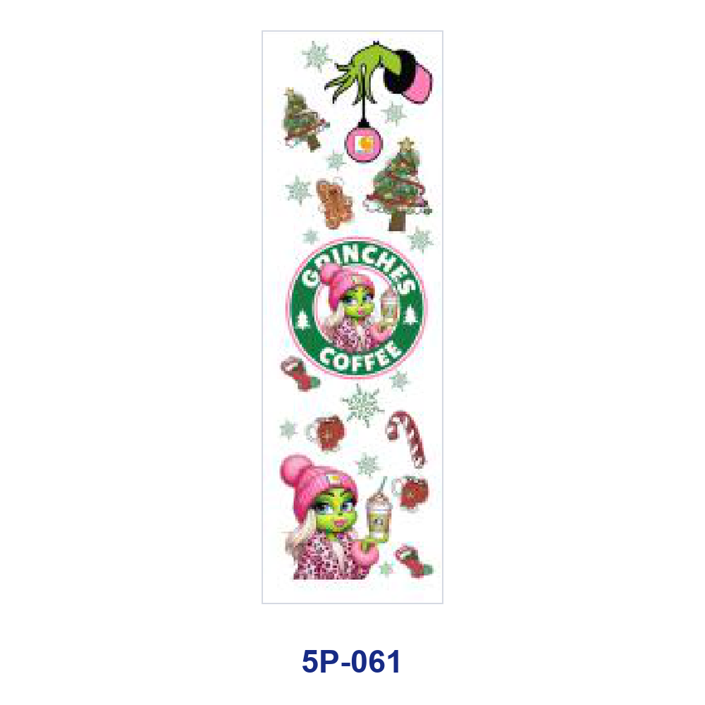 Wholesale 2/ 8/ 16pcs Winter Fashion Girl Coffee Floral Inspirational Phrase Xmas Ornament Print Pen and Bookmark Stickers UV DTF Wraps OLY Exclusive