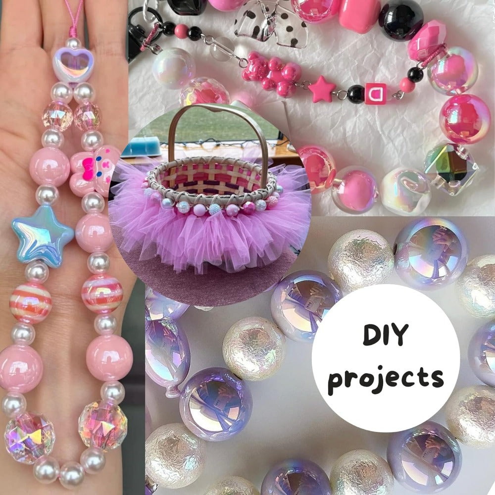 Wholesale Beads for pens, 50pcs 20mm Beads for Beadable Pens Mix, Bubblegum Beads 20mm Bulk, 20 mm Beads for Bead Pens, Large Chunky beads Bubble Gum Beads for Pen Making,  (Mermaid/PurpleBlue)