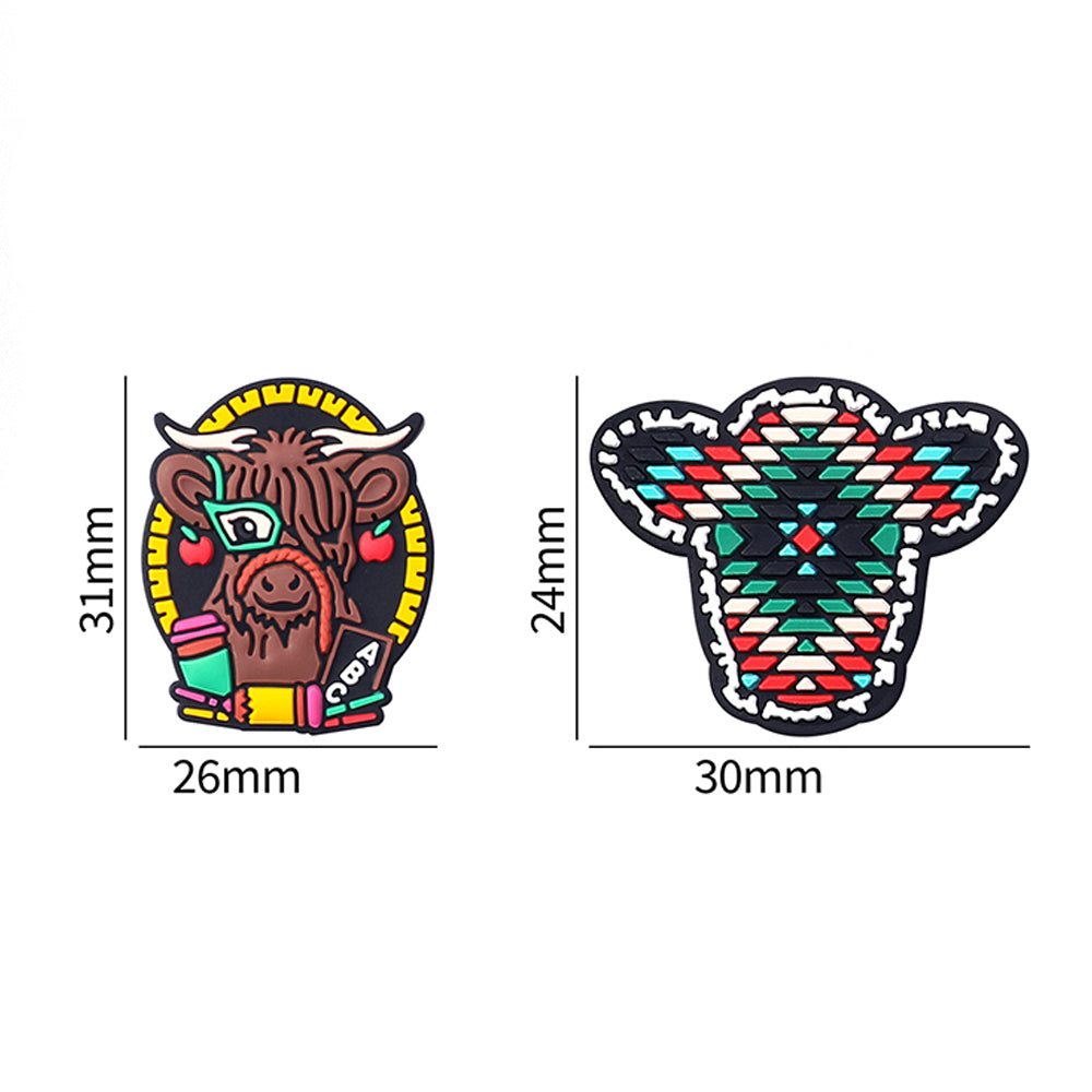 Wholesale 20pcs Cartoon Western Style Learning Highland Cattle Silicone Beads