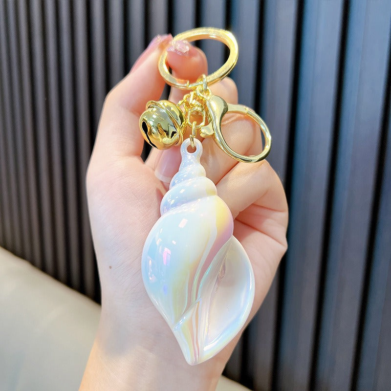 Wholesale Color Plated Large Conch Electroplated Colorful Acrylic Key Chain