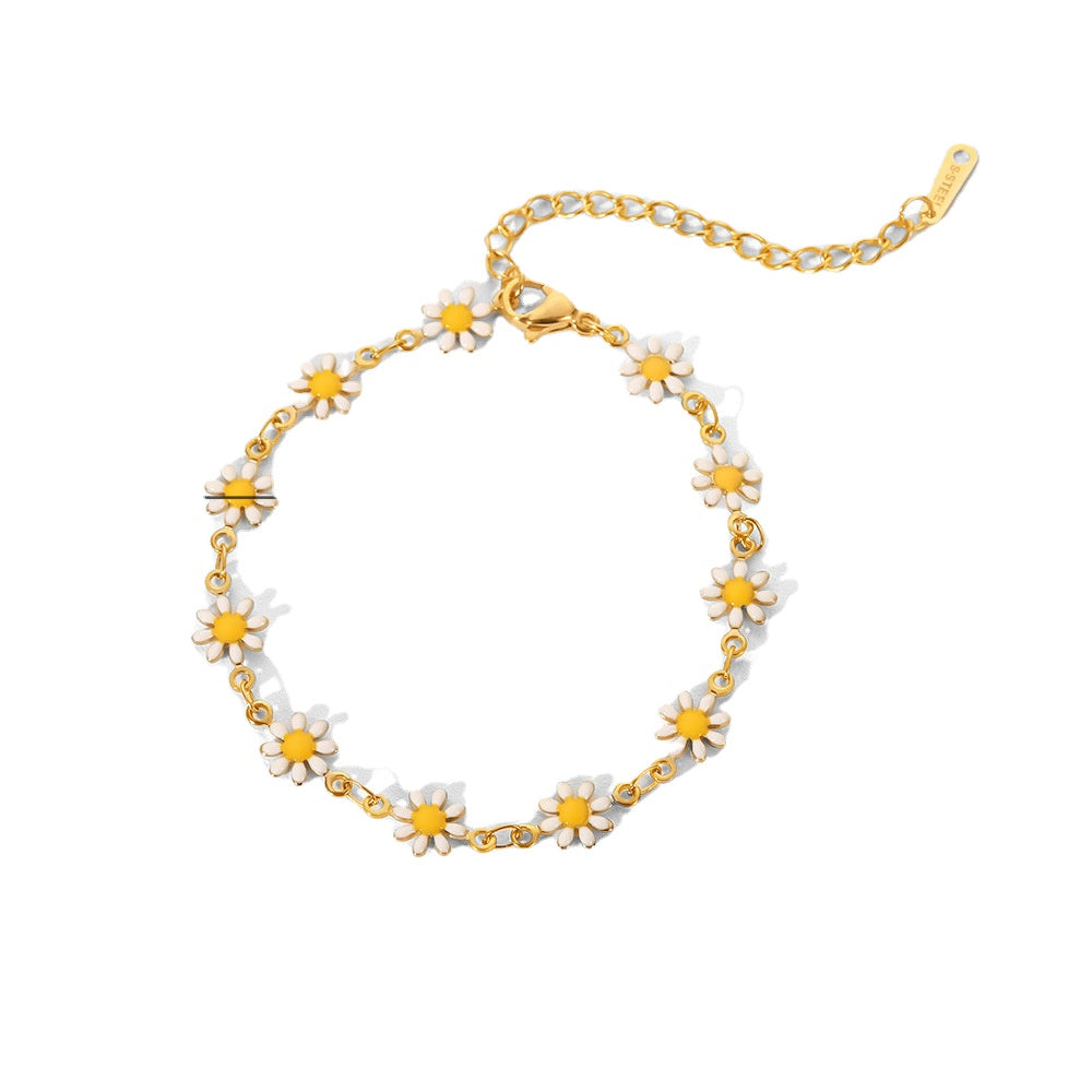 Brazalete de cadena de margarita pequeña de acero inoxidable al por mayor